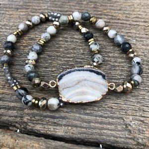 Jewelry - Druzy Crystal Beaded Stretch Bracelet Stack Jewelry - Druzy Crystal Beaded Stretch Bracelet Stack